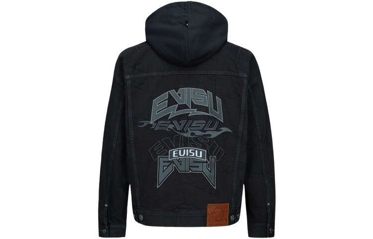 

Джинсовая куртка с аппликацией логотипа на пуговицах Evisu, темно-серый