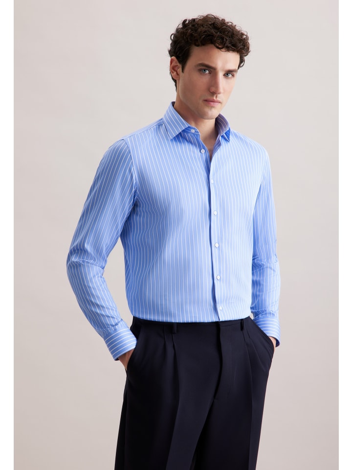 

Рубашка делового кроя среднего синего цвета Seidensticker