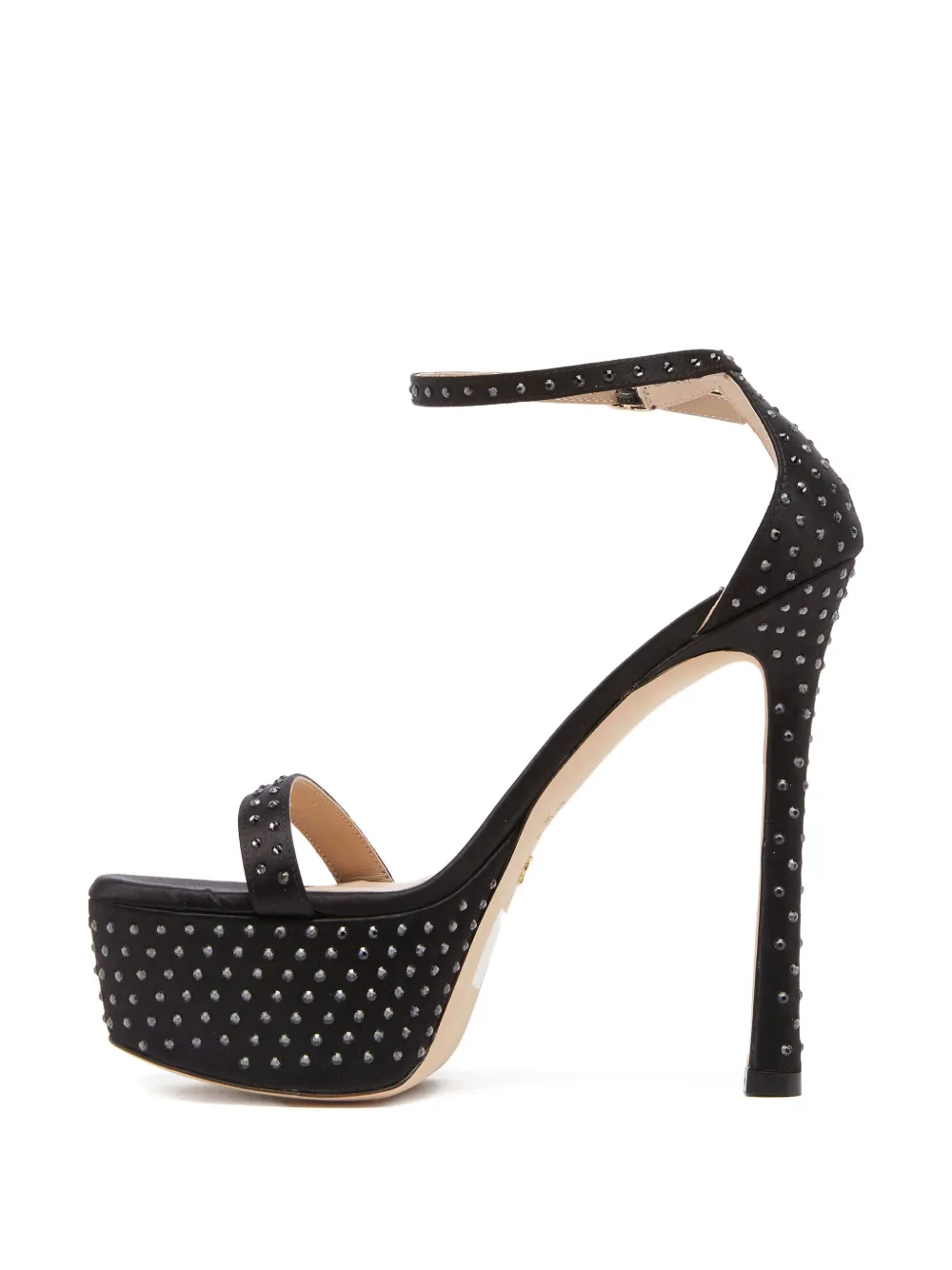 Босоножки Nudistcurve Hollywood с кристаллами, каблук 145 мм Stuart Weitzman, черный — фото 3