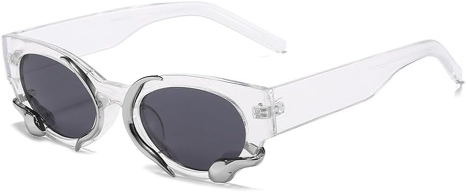 

Солнцезащитные очки в стиле стимпанк прямоугольной формы для женщин, маленькая оправа, солнцезащитные очки в стиле панк со змеиной кожей, роскошные мужские очки с защитой от УФ-излучения UV400 TYUVIVO, C06 Transparent