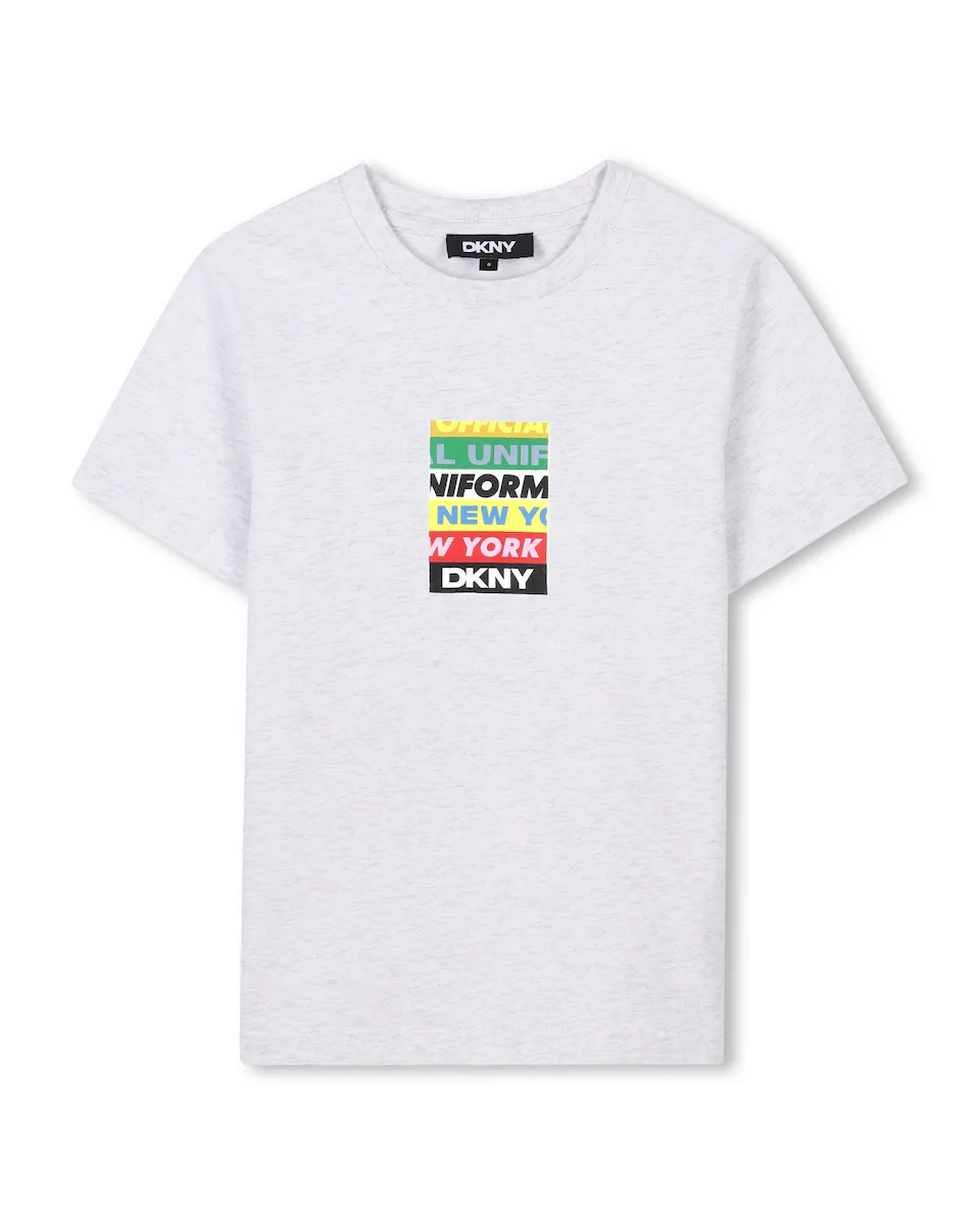 

Футболка для мальчика из серого хлопка DKNY, светло-серый