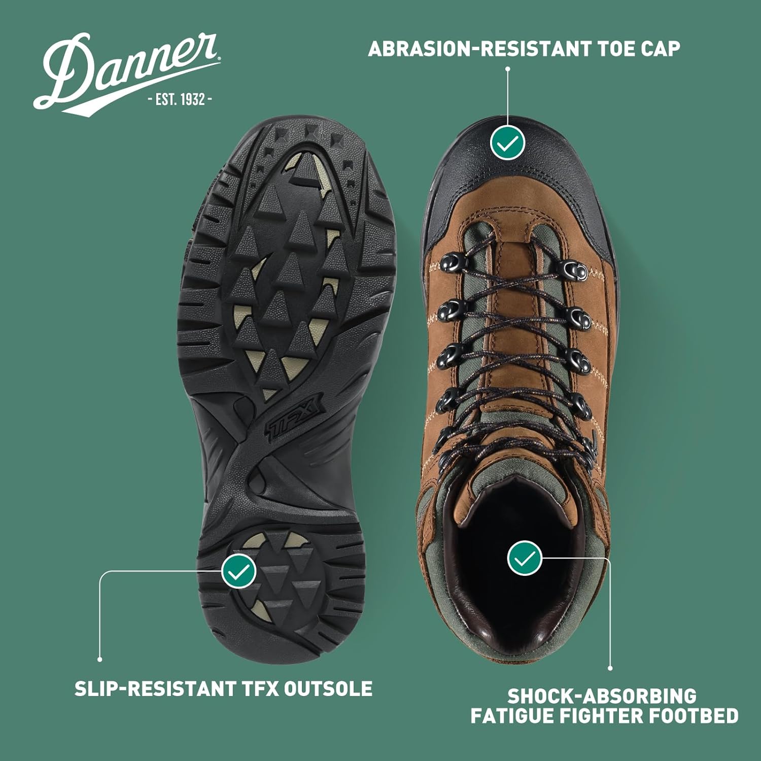 Мужские водонепроницаемые походные ботинки Danner 453 5.5 - верх из нубука, дышащая подкладка Gore-Tex, защитный мысок и подошва TFX с повышенным сцеплением, песочный — фото 4