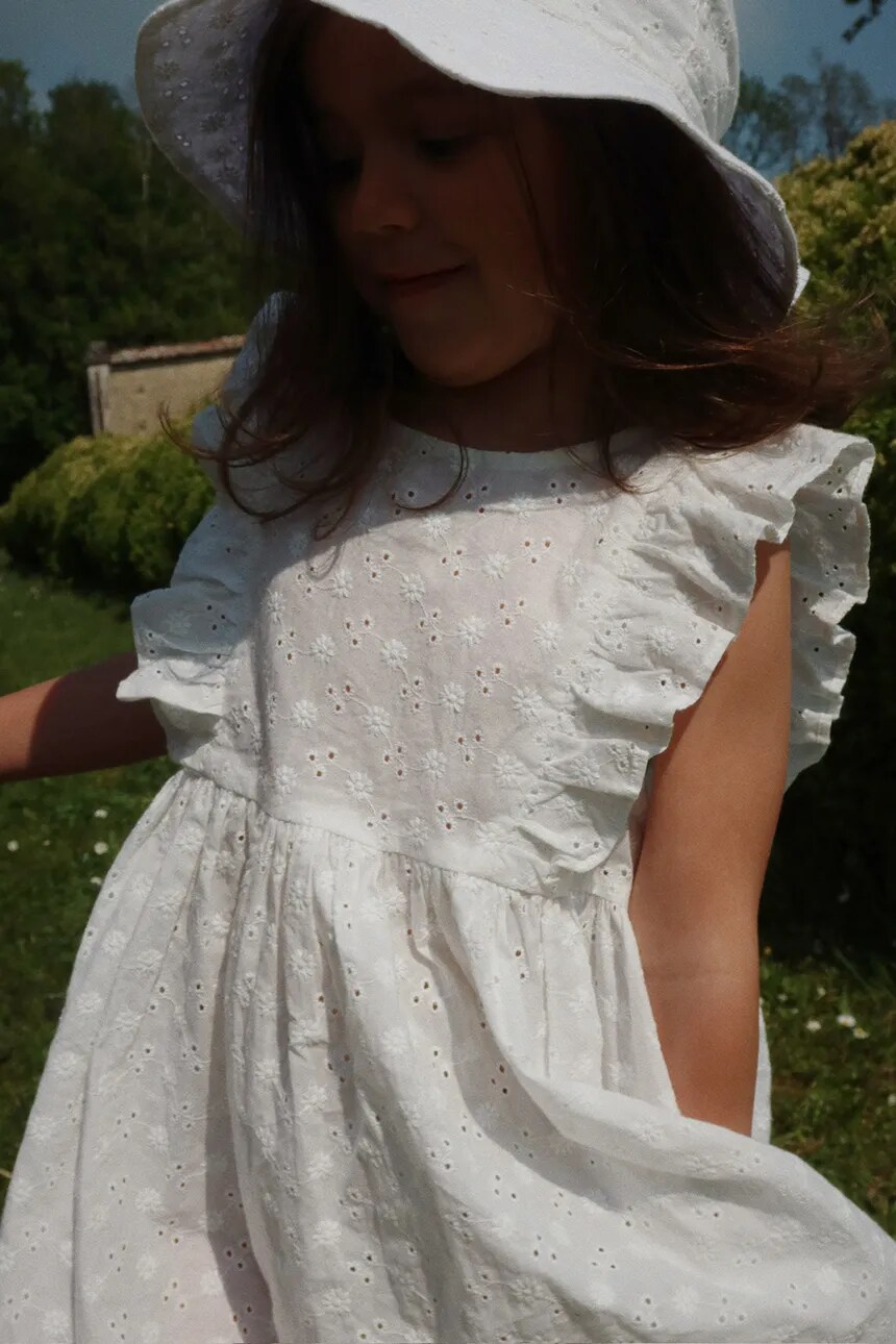 

Хлопковое платье детское LACEY DRESS Konges Sløjd, белый