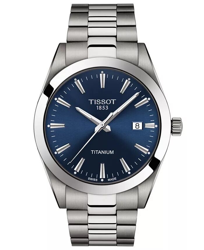 

Мужские швейцарские часы Gentleman серого цвета с титановым браслетом, 40 мм Tissot