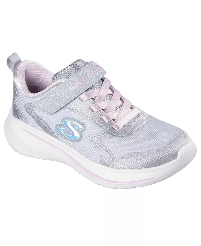 

Детские повседневные кеды Finish Line Wave 92 с застежкой на липучке для девочек Skechers, серый
