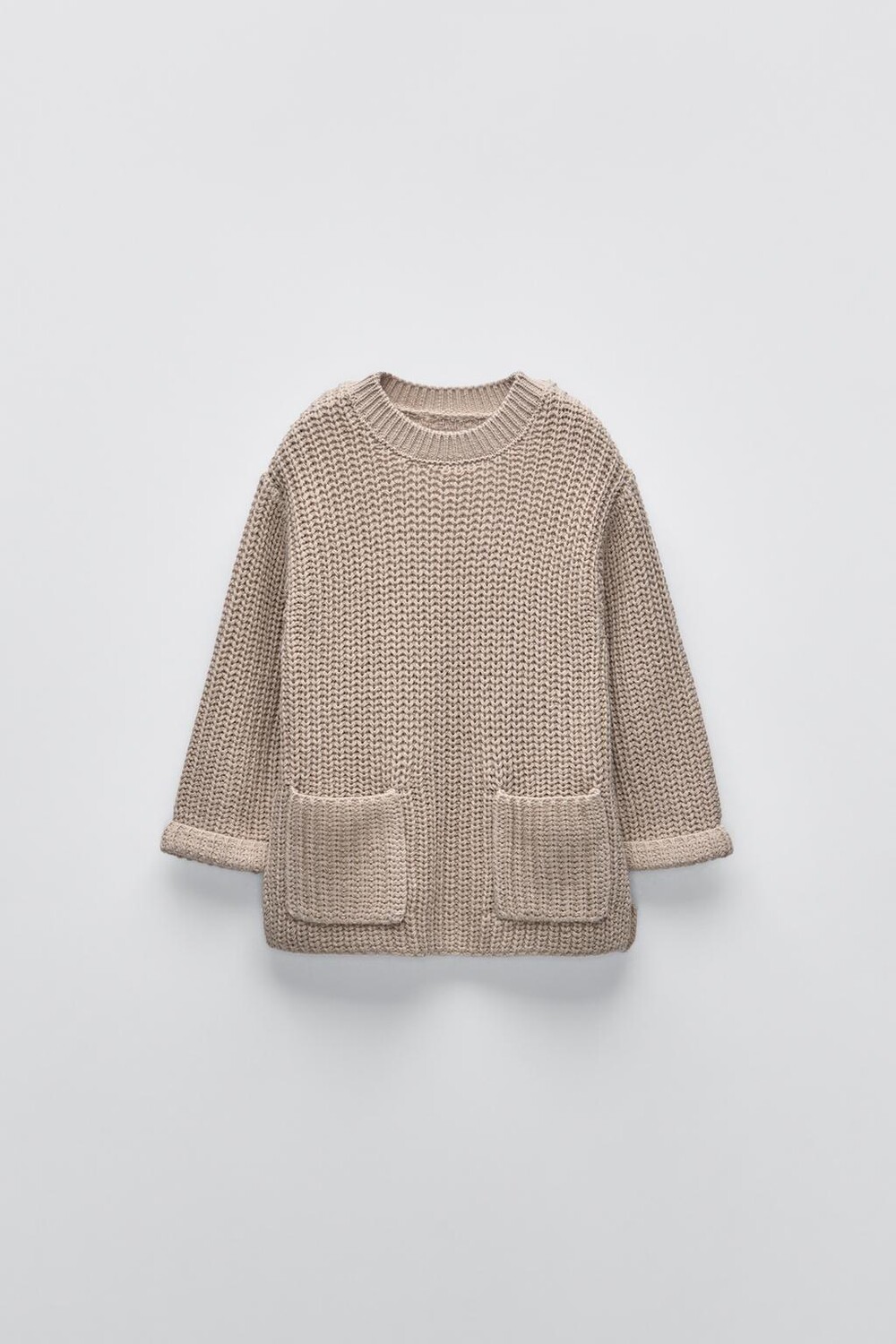 

Вязаный свитер с карманами ZARA, песочный
