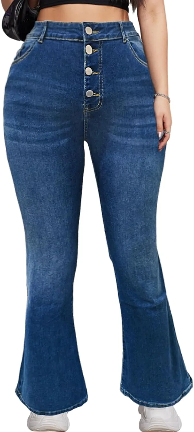 

Женские джинсы Yoeasy с высокой талией и расклешенным низом QERINTE