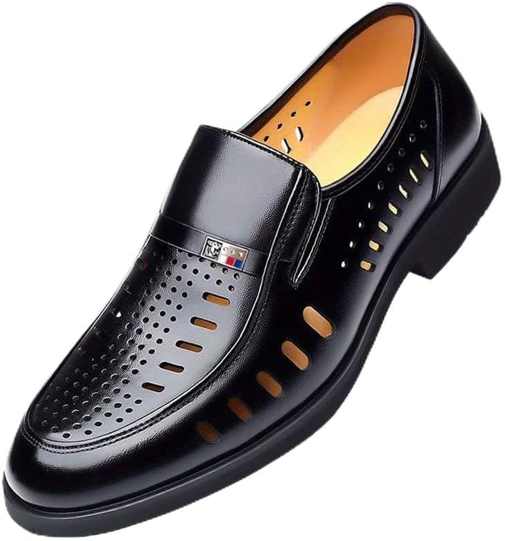 

Мужские туфли-слипоны Hhhchpm с вырезом, износостойкая нескользящая обувь для деловых встреч, черный