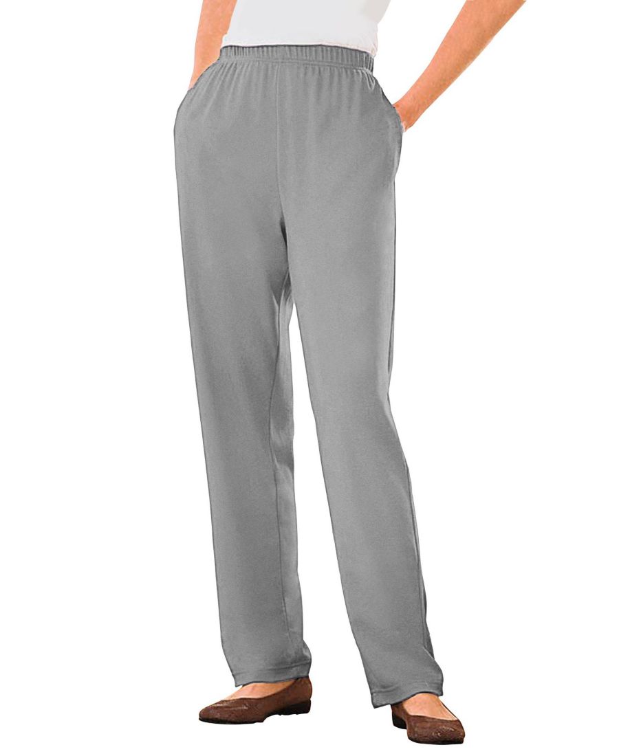 

Брюки прямого кроя из трикотажа больших размеров, которые можно надевать в течение 7 дней Woman Within, Medium heather grey