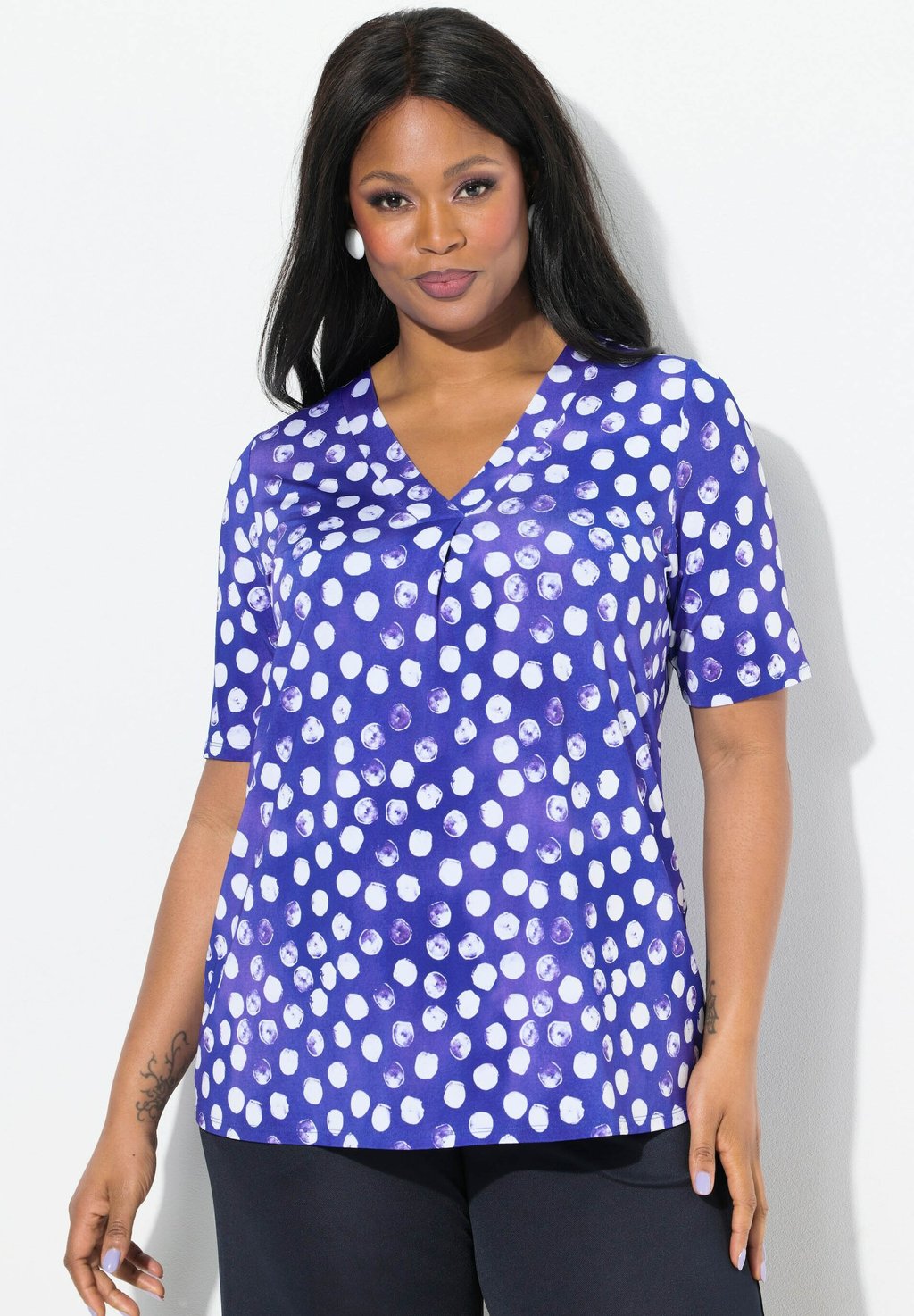 

Футболка с принтом POLKA DOT SHORT SLEEVE Ulla Popken, фиолетовый