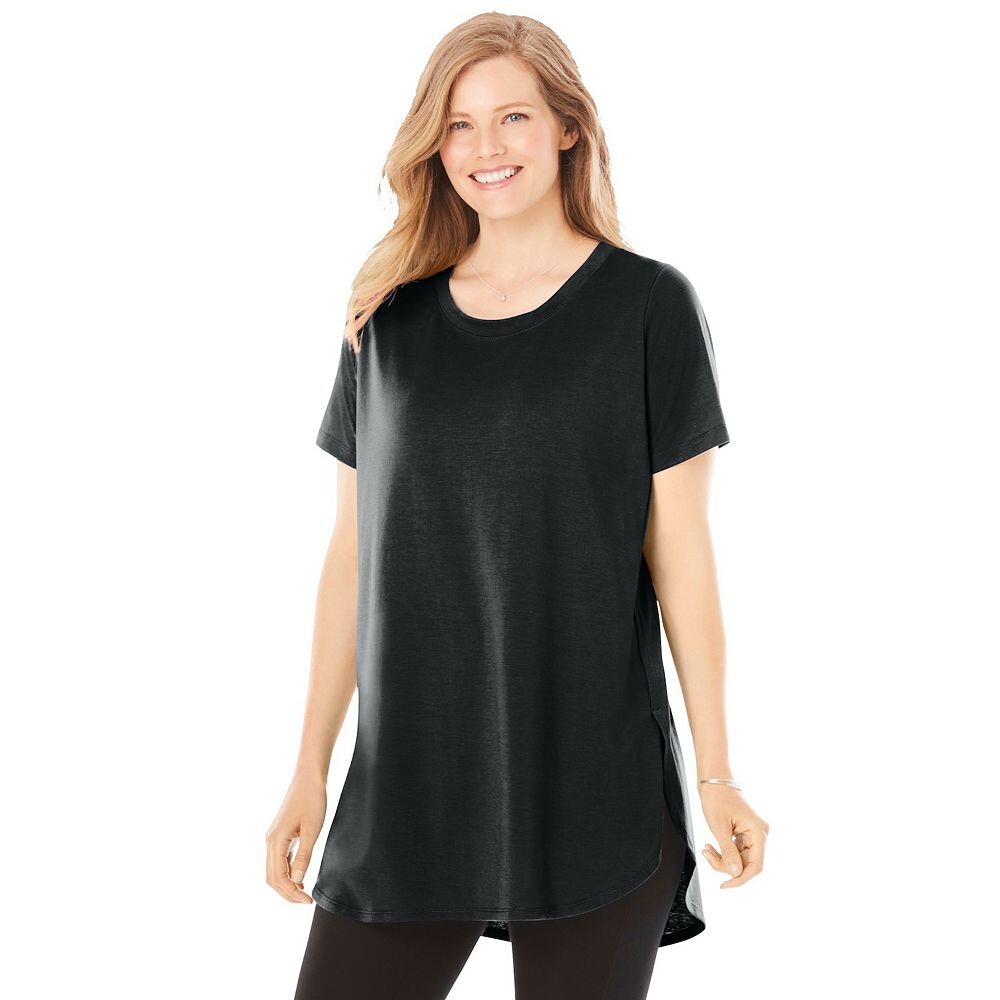 

Женщина в женской легкой тунике макси больших размеров Woman Within, цвет Medium Heather Grey