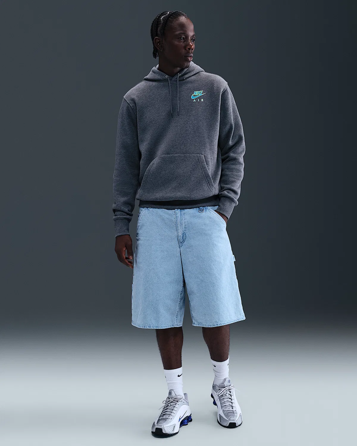 Пуловер Флис Худи Nike Sportswear Club, Charcoal Heather — фото 4
