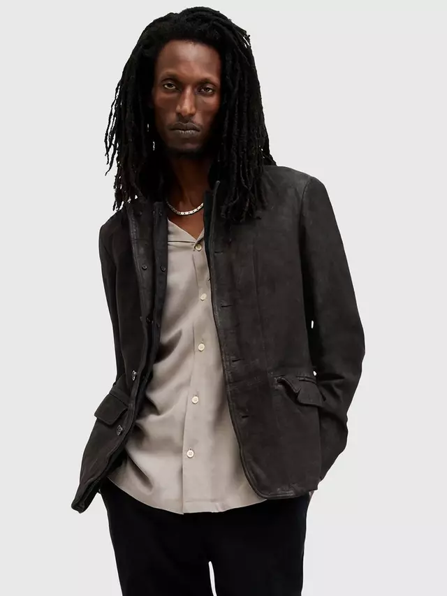 

Блейзер AllSaints Survey Leather, цвет grey/graphite