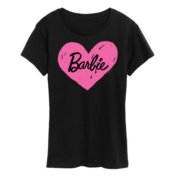 

Женская футболка с ручной росписью и логотипом в виде сердца Barbie, черный