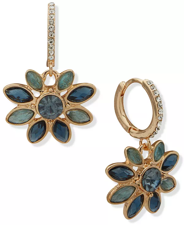 

Серьги-Кольца с золотистым паве из кубического циркония и стеклянных камней Lonna & Lilly, blue