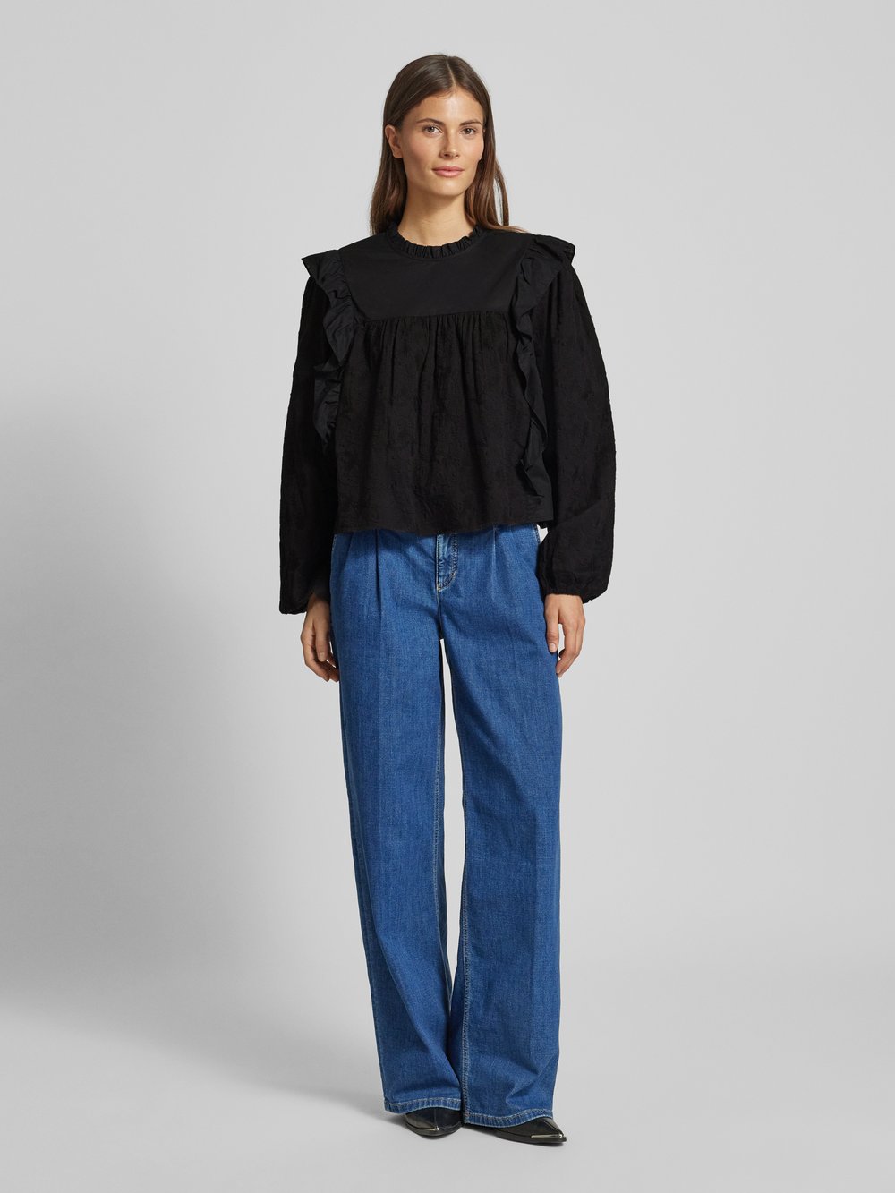 

Блузка свободного кроя с воланами Jake*s Casual, черный