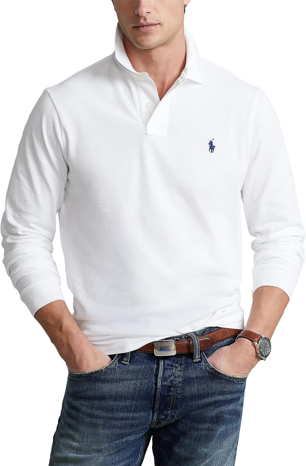 

Рубашка-поло Classic Fit Long-Sleeve Polo Polo Ralph Lauren, белый