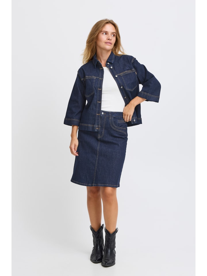 

Pulz Джинсовая юбка PZKATJA А-образного силуэта из нестиранного денима