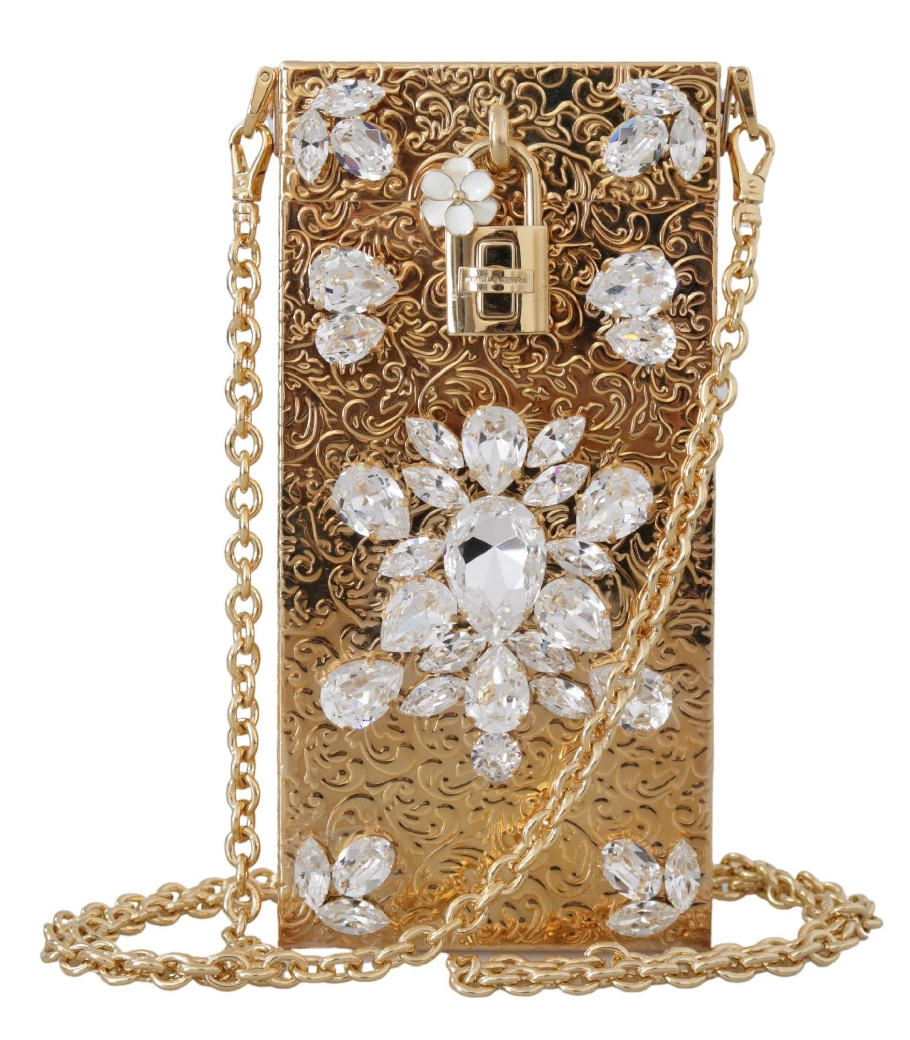 

Мини-кошелек с золотым кристаллом и цепочкой Dolce & Gabbana, золото