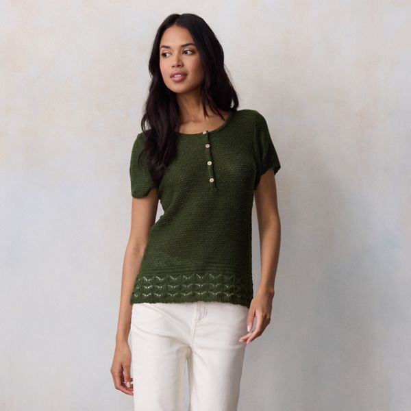 

Укороченный короткий рукав хенли свитер Lc Lauren Conrad, цвет genesis green