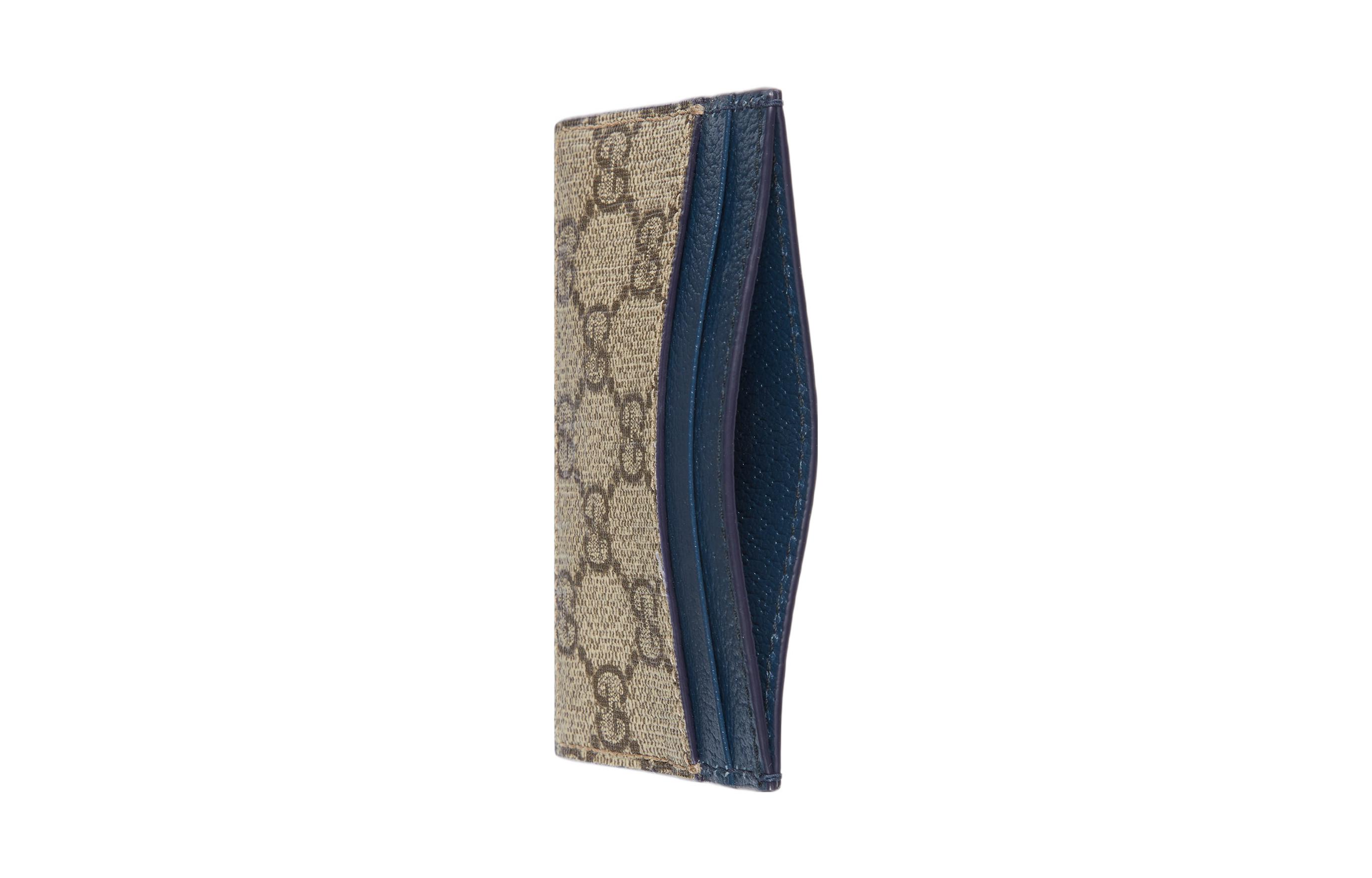 GUCCI Версаче картхолдер из холста GG Supreme с кожаными вставками мужской сине-коричневый — фото 4