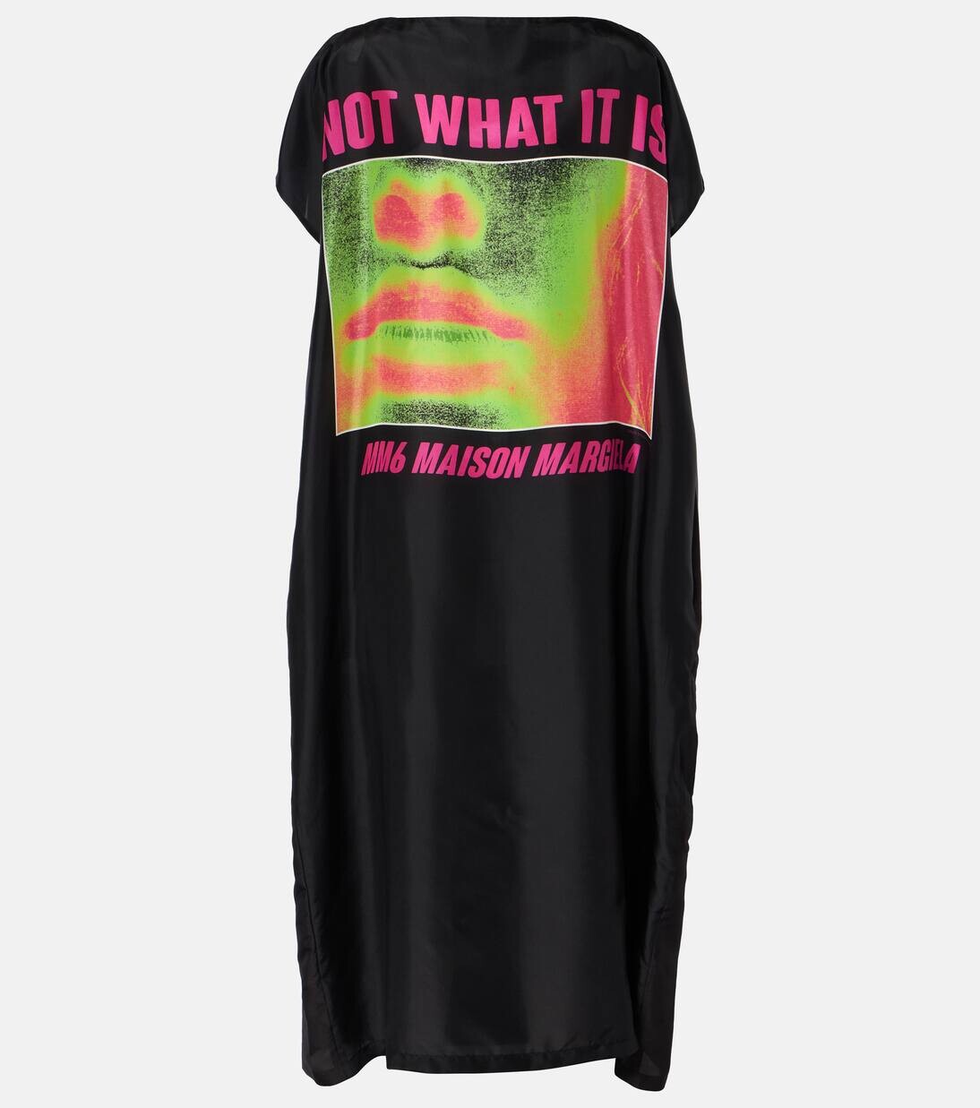 

Платье макси из шелка с принтом Mm6 Maison Margiela, цвет what print