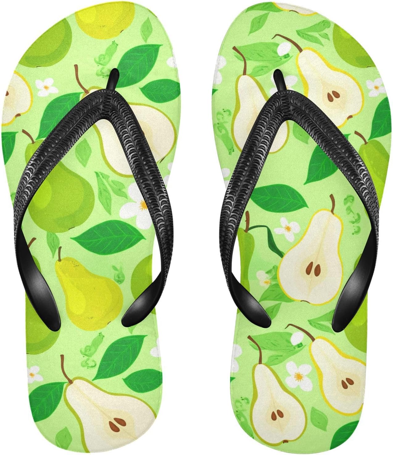 

Женские и мужские пляжные шлепанцы с зеленым цветком груши, резиновые противоскользящие летние тапочки для душа и прогулок Sinestour
