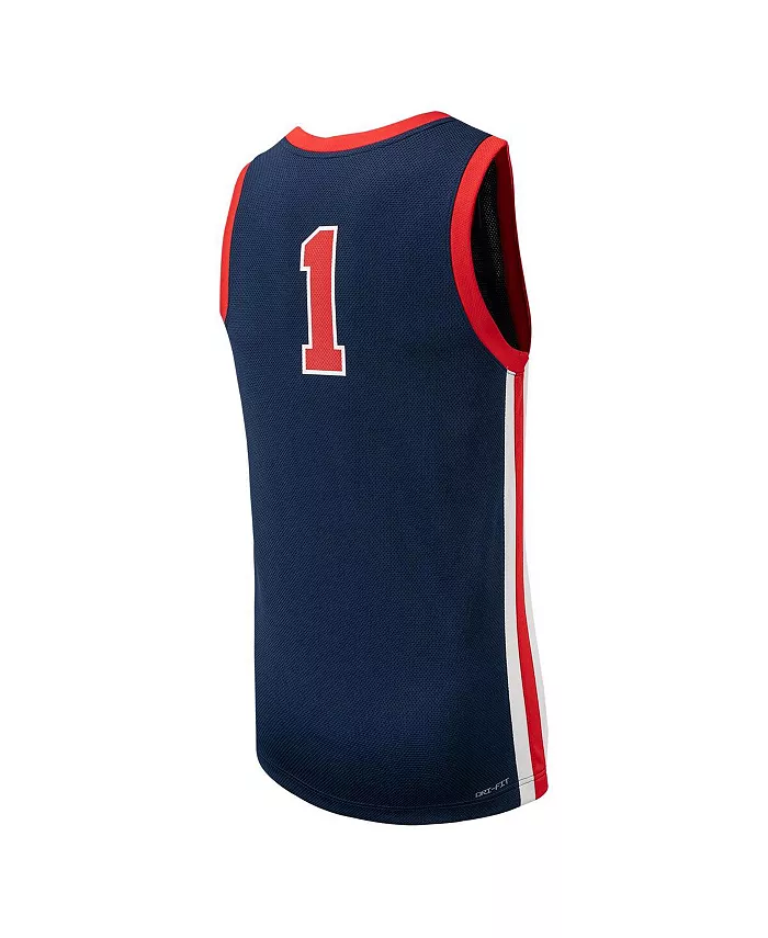 Мужская баскетбольная реплика джерси #1 Ole Miss Rebels Nike, синий — фото 3