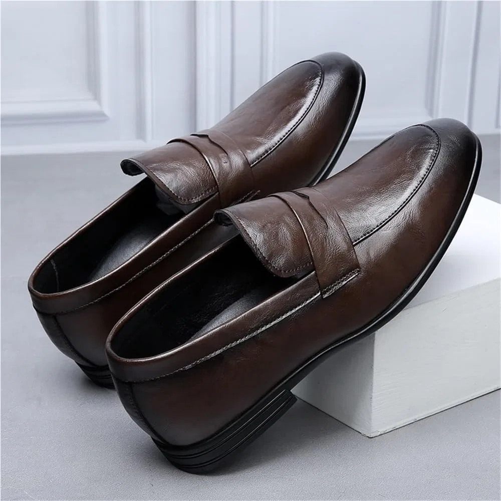 Лоферы кожаные черные Men’s Loafers, коричневый DHFIRUFSHLO — фото 3