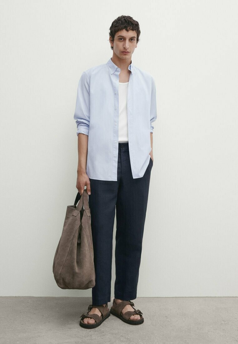 

Рубашка Striped With Pocket Massimo Dutti, светло-голубая