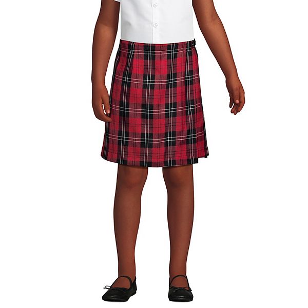 

Детская плиссированная юбка-шорты A-line Lands' End, Red Black Plaid