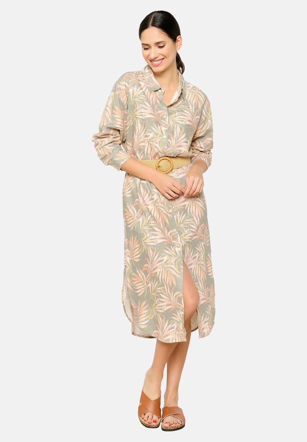

Платье-рубашка на талии WITH BELT LolaLiza, хаки