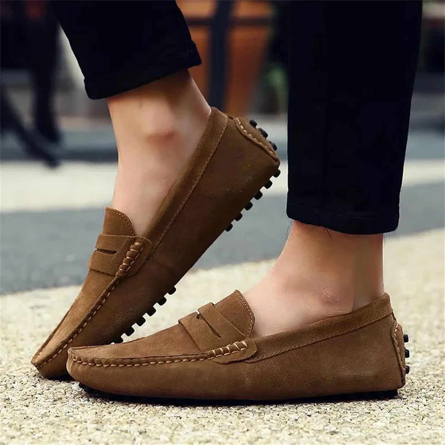 Мужские повседневные туфли без бренда, модель Non Slip Flats Slip On, винный — фото 2