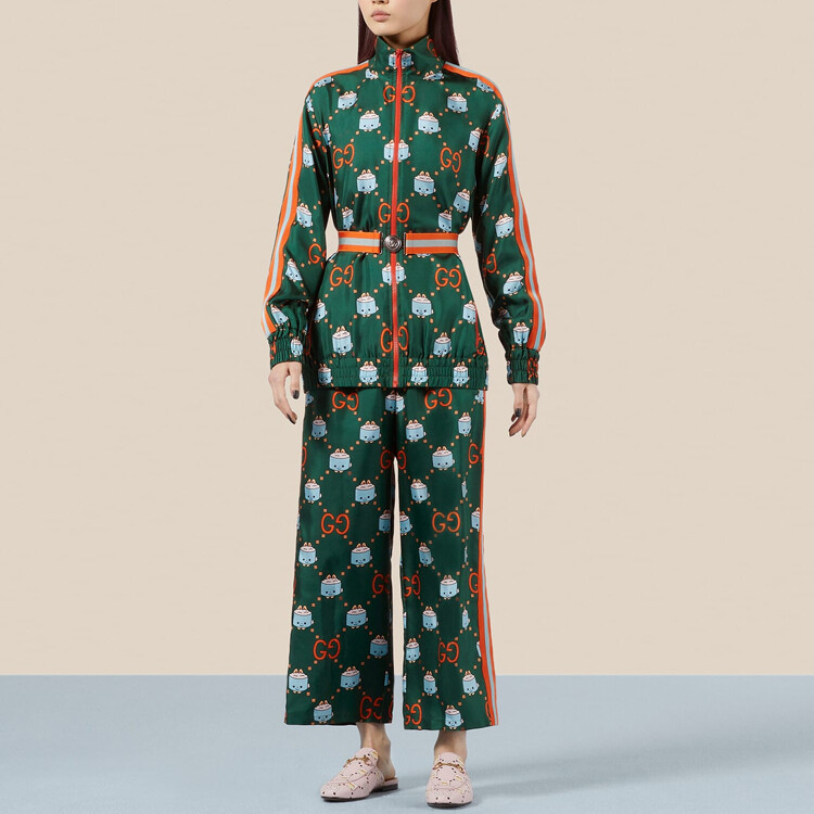Брюки женские повседневные Gucci классические, роскошный дизайн, зеленый — фото 2