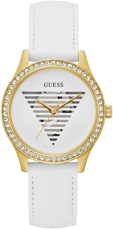 

Guess, женские часы, 38 мм, белый ремешок, белый циферблат, корпус золотистого тона