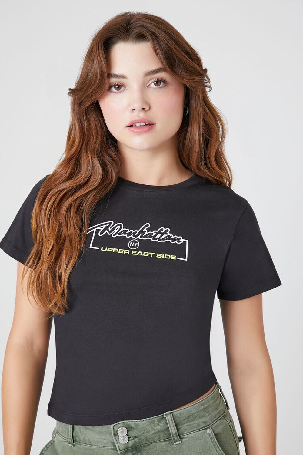 

Футболка с рисунком Manhattan NY Forever 21, черный
