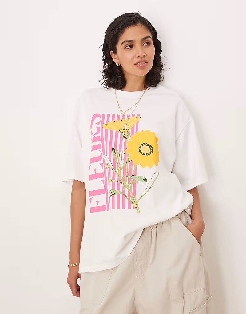

Футболка ASOS DESIGN оверсайз с цветочным принтом Fleurs