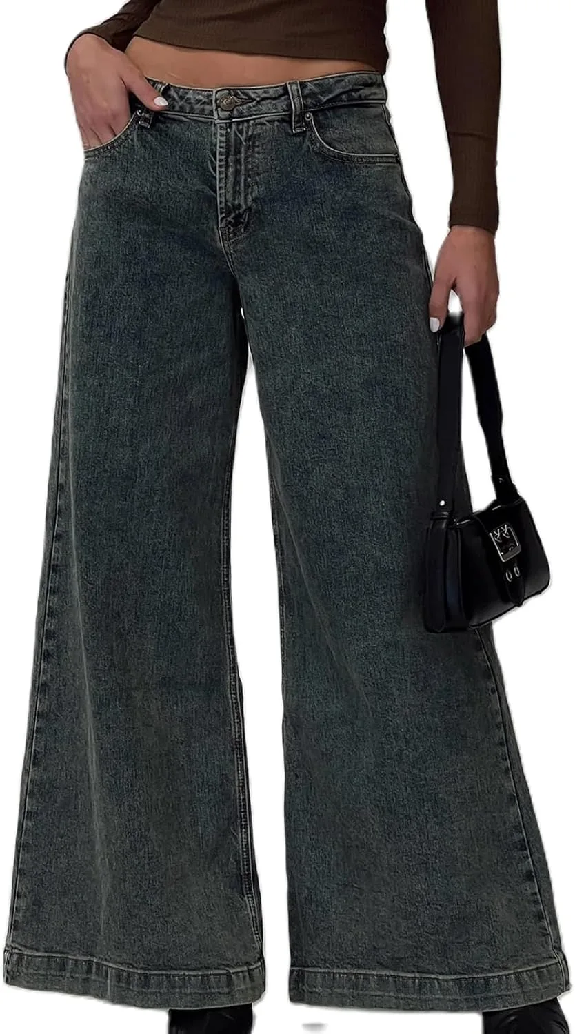 

Женские джинсы прямые широкие мешковатые high waisted relaxed fit деним Fuguibadn