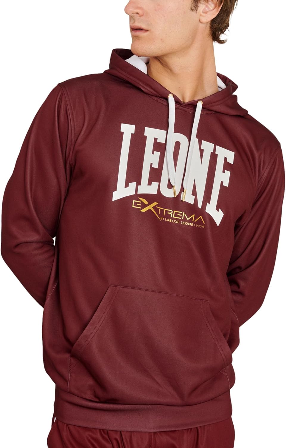 

Толстовка с капюшоном и логотипом, унисекс, для взрослых Leone 1947, красный