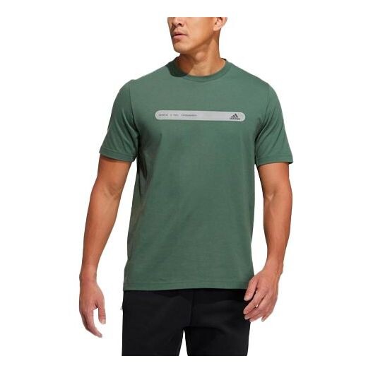 

Футболка the tee ref bar logo printing round neck short sleeve green Adidas, зеленый