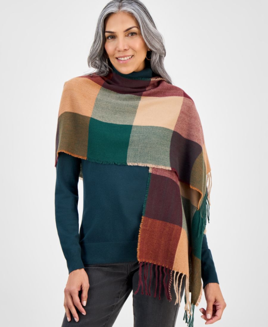 

Женский шарф с клетчатым узором шеврон в стиле буффало, эксклюзивно представлен в Macy's Style & Co, Autumnal Multi