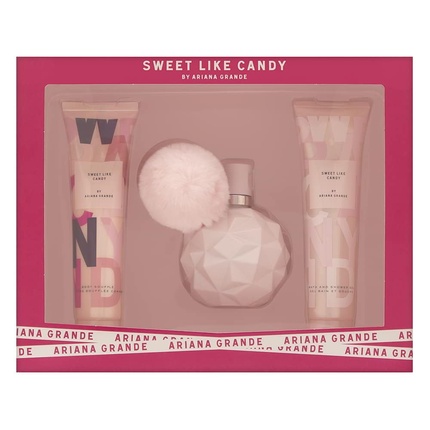 

Подарочный набор Sweet Like Candy для женщин из 3 предметов: парфюмированная вода-спрей 50 мл + суфле для тела 100 мл + гель для ванны и душа 100 мл Ariana Grande