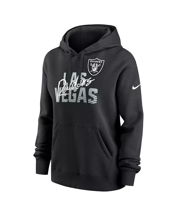 Женская черная флисовая толстовка с капюшоном Las Vegas Raiders Wordmark Club Nike — фото 2