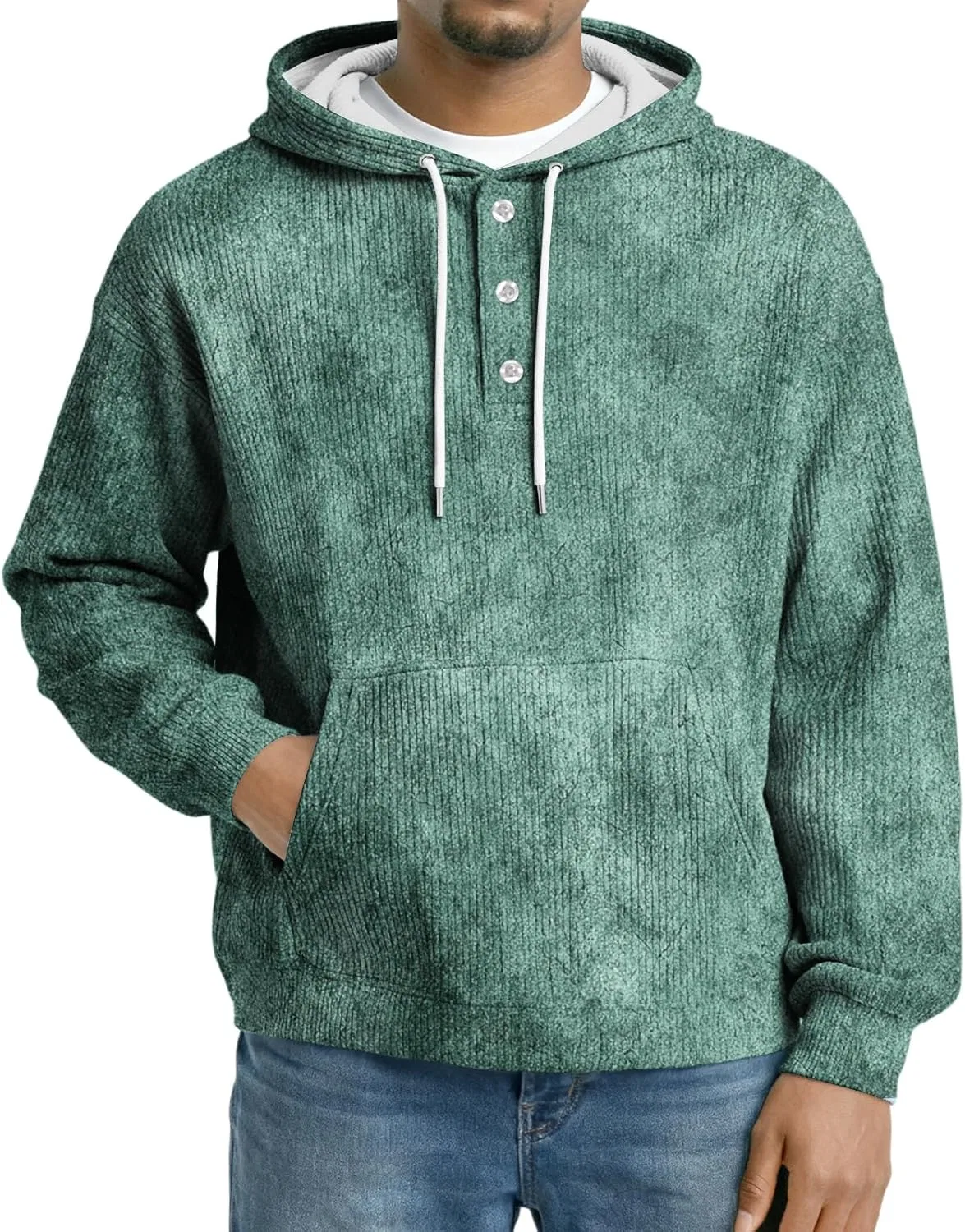 Мужская худи с капюшоном, принт, с карманами, 1-dark Green