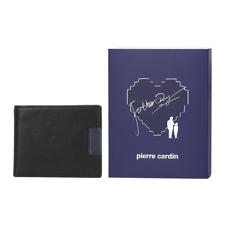 

PIERRE CARDIN Кожаный мужской кошелёк с цветными блоками, Black-for Dad