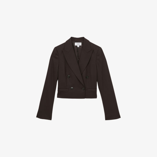

Венский укороченный двубортный блейзер из шерстяной смеси Reiss, коричневый