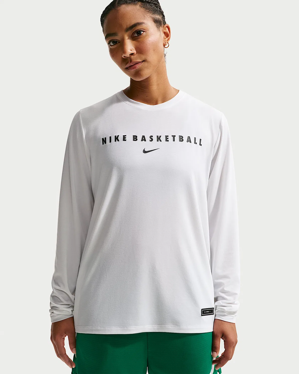 Женская баскетбольная куртка Nike Dri-FIT с длинным рукавом для разминки, White/Black