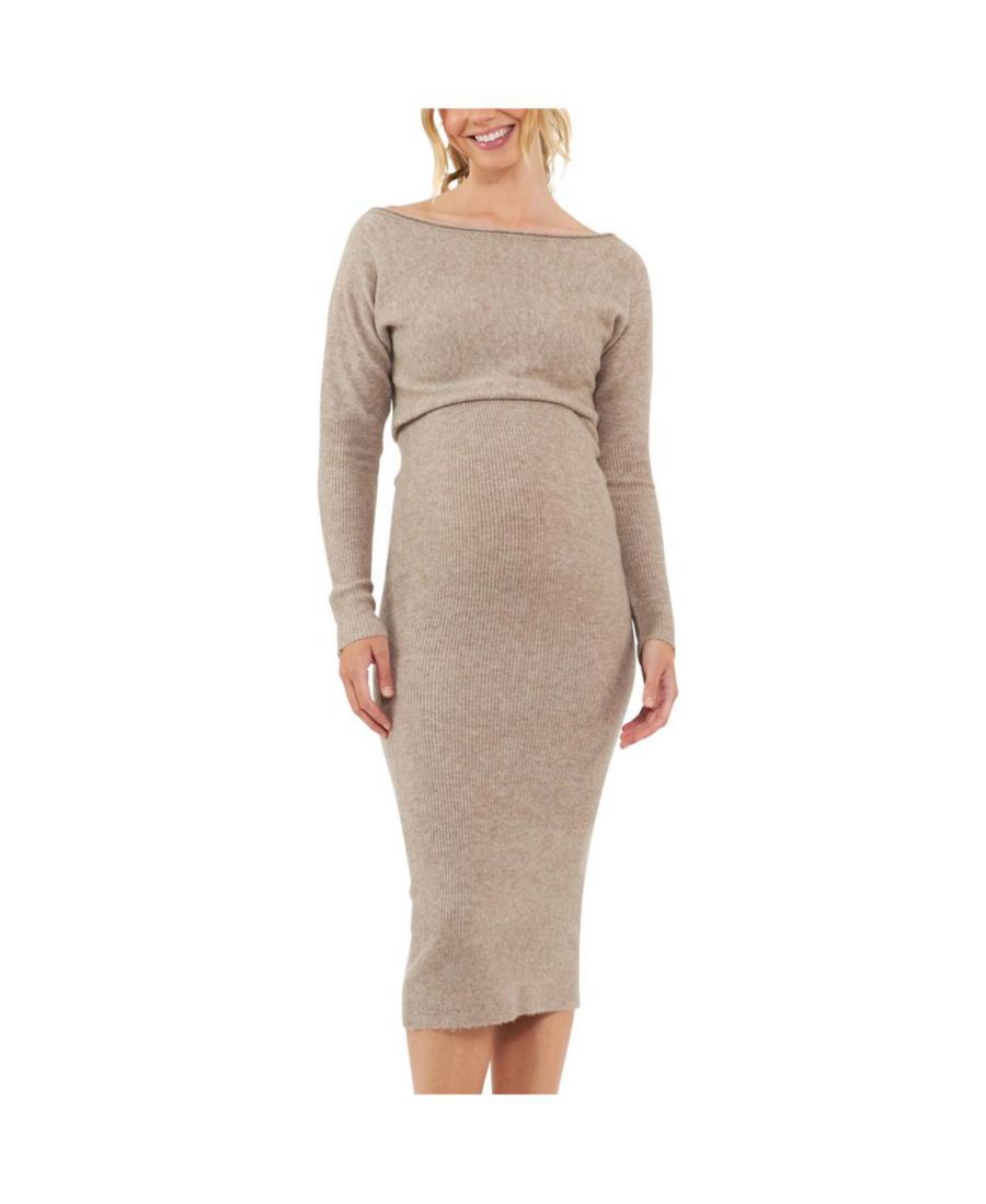 

Вязаное платье для беременных Tobie с открытыми плечами Ripe Maternity, Mocha