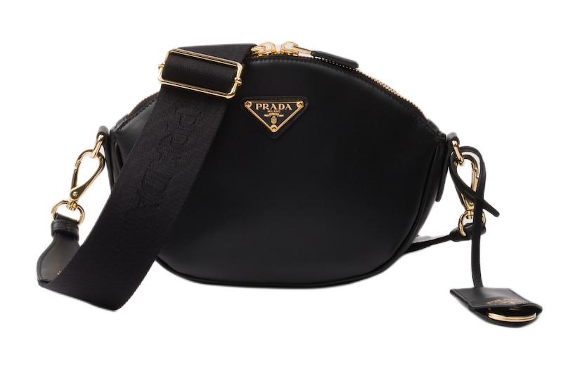 

Кожаная сумка через плечо, наплечная сумка женская черная PRADA