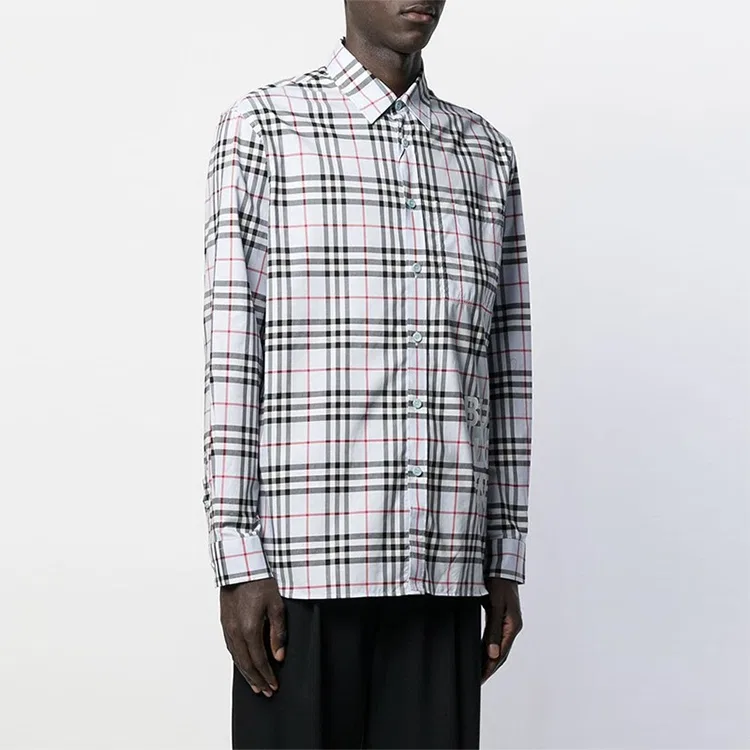 Рубашка мужская Burberry Red черный Plaid с острым воротником — фото 4